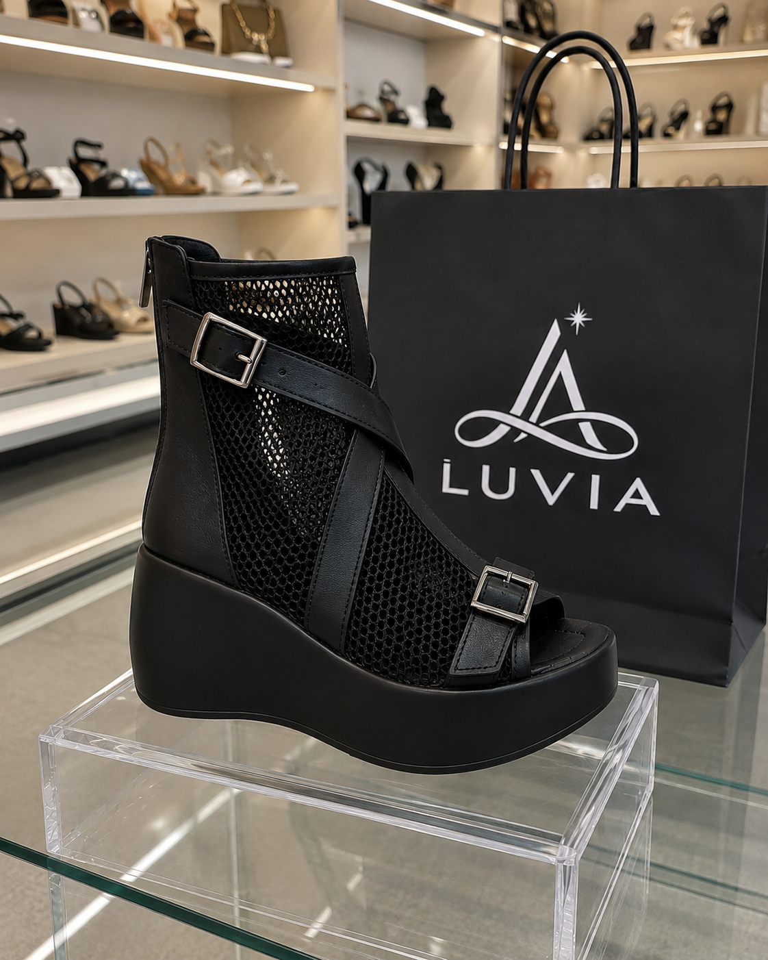 Elegant Summer Mesh Wedge Boots
