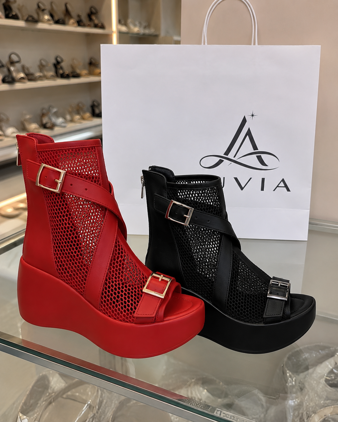 Elegant Summer Mesh Wedge Boots
