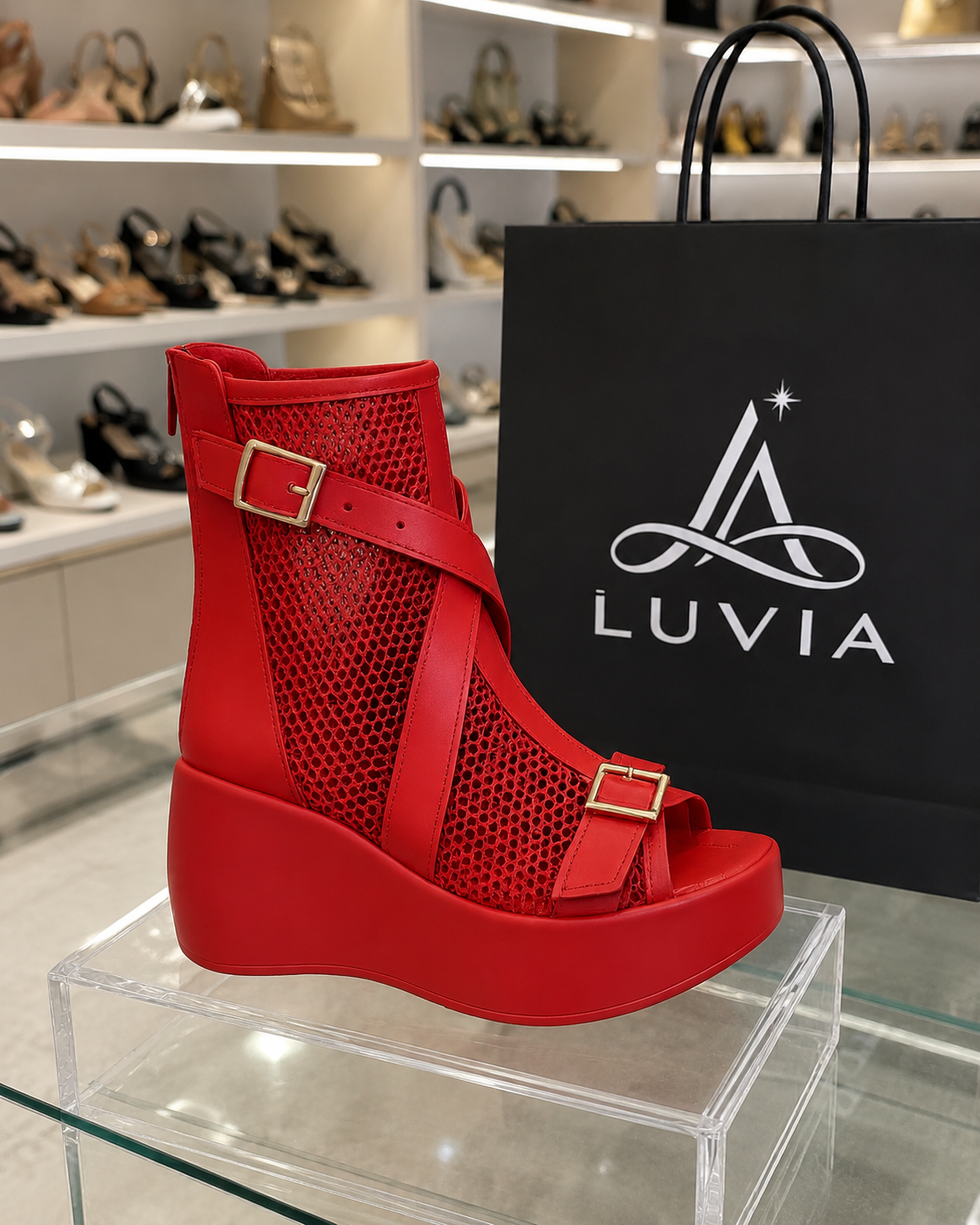 Elegant Summer Mesh Wedge Boots