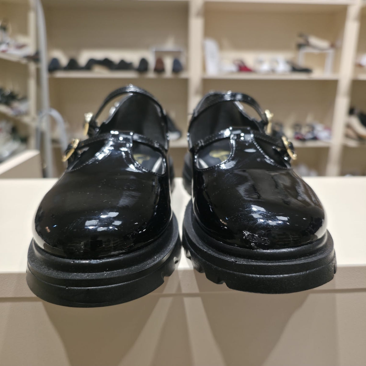 Patent Leather Double Buckle Strap Sandals – Black