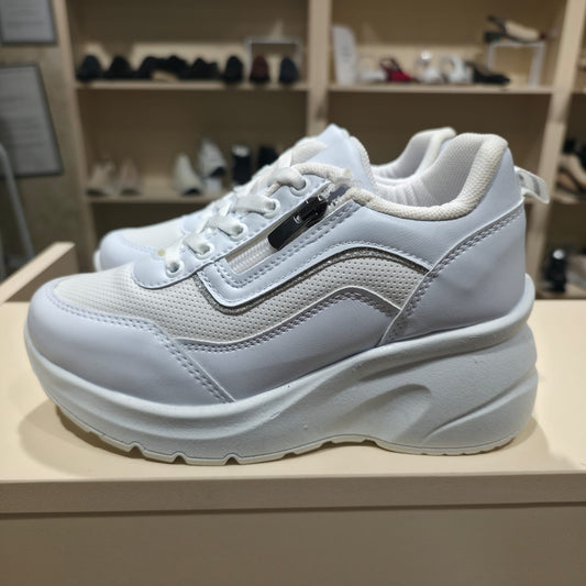 Sporty Zipper Heel – White