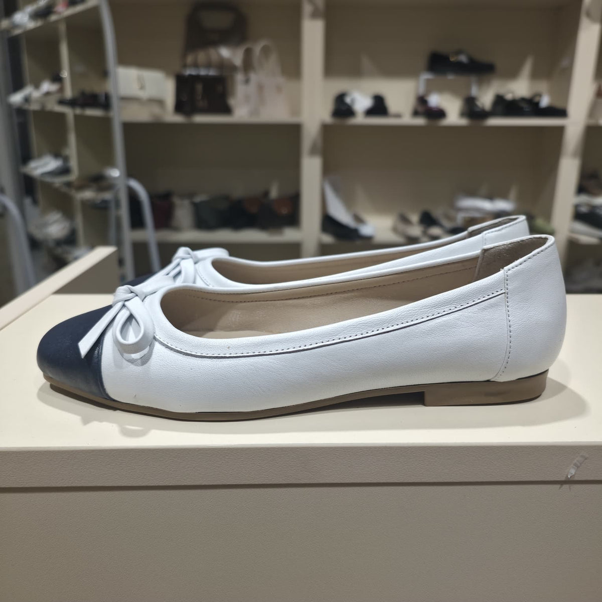 Two-Tone Leather Ballet Flat with Bow