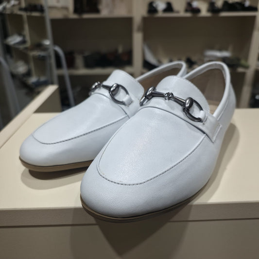 White Leather Buckle Loafer