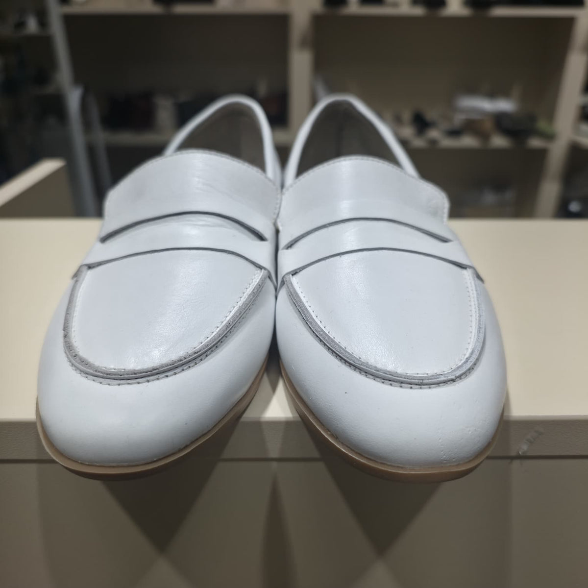 White Leather Penny Loafer