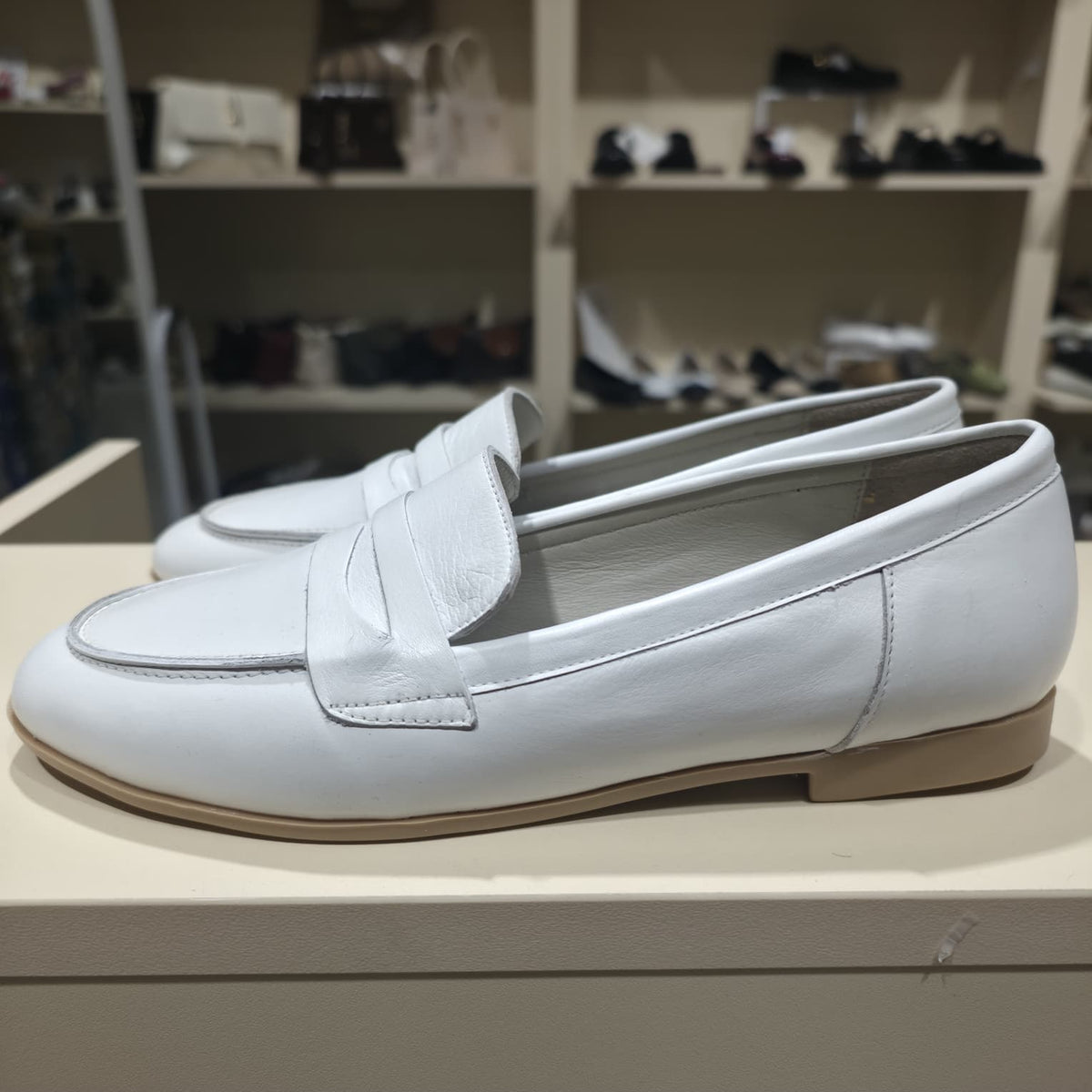 White Leather Penny Loafer